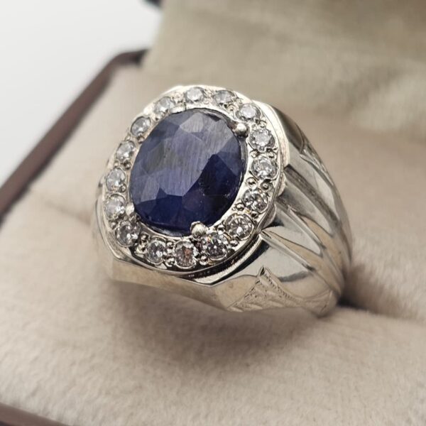 Blue Sapphire Halo Ring